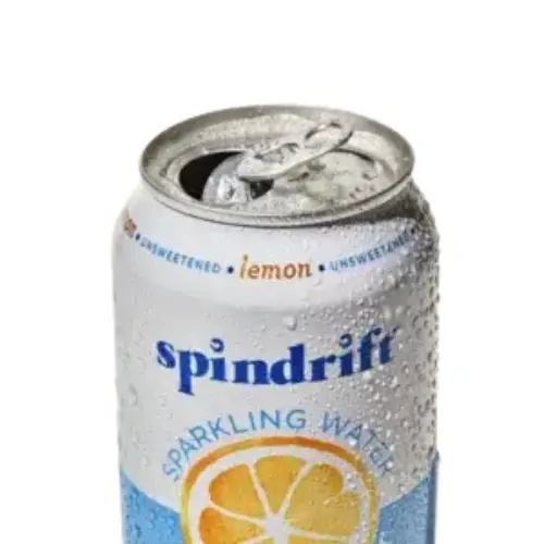 Spindrift Lemon from Cava menu – sparkling water infused with real lemon for a refreshing, natural citrus flavor.