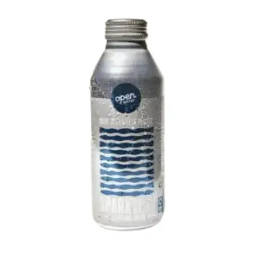 Open Water Sparkling from Cava menu – crisp, refreshing sparkling water in a sleek, eco-friendly bottle.